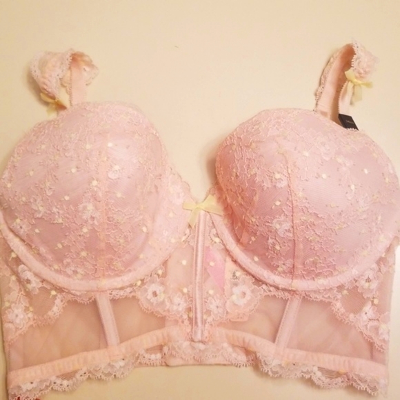 Nwt Victoria's Secret Lace/Mesh Longline Bra 34/DD